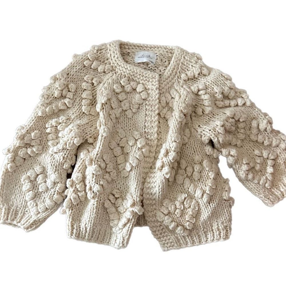 KNIT LOVE Heart CARDIGAN IN IVORY by CHIC WISH SMALL